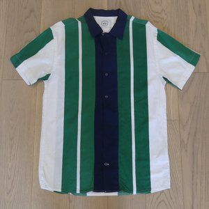 Kronstadt Casual Vertical Stripes Medium/Large Button Up Short Sleeve Shirt